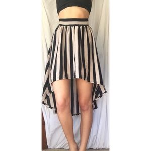 High-Low Tan/Cream and Black Stripped Skirt!